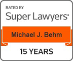 Logo Recognizing Behm and Behm's affiliation with Super Lawyers